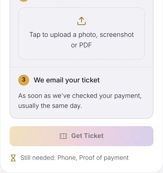 Screenshot: the Get Ticket button
