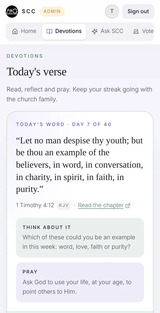 Screenshot: Read today's verse