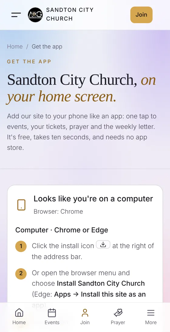 Screenshot: Put the app on your phone