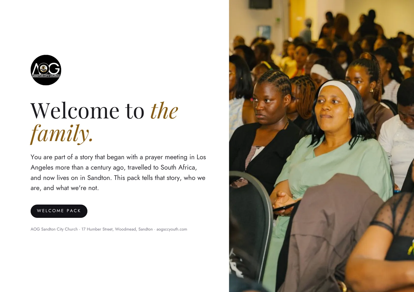 Welcome to the family: AOG Sandton City Church welcome pack