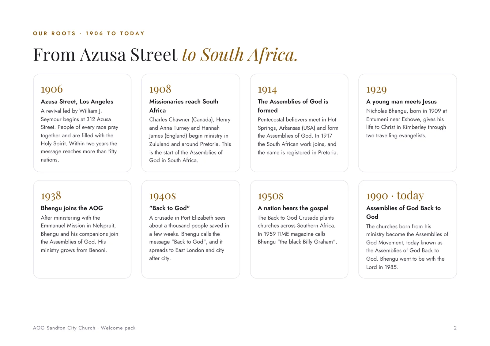 Our roots, 1906 to today: from Azusa Street to South Africa